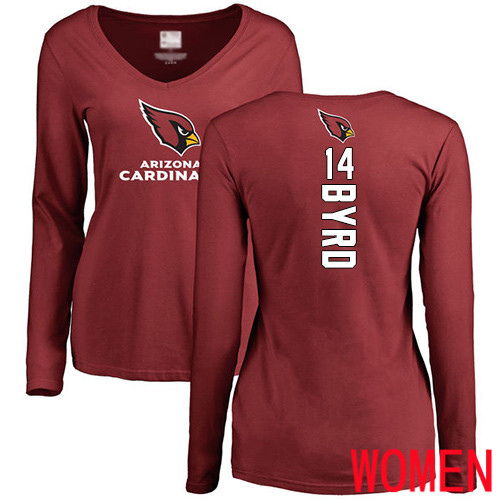 Arizona Cardinals Maroon Women Damiere Byrd Backer NFL Football #14 Long Sleeve T Shirt